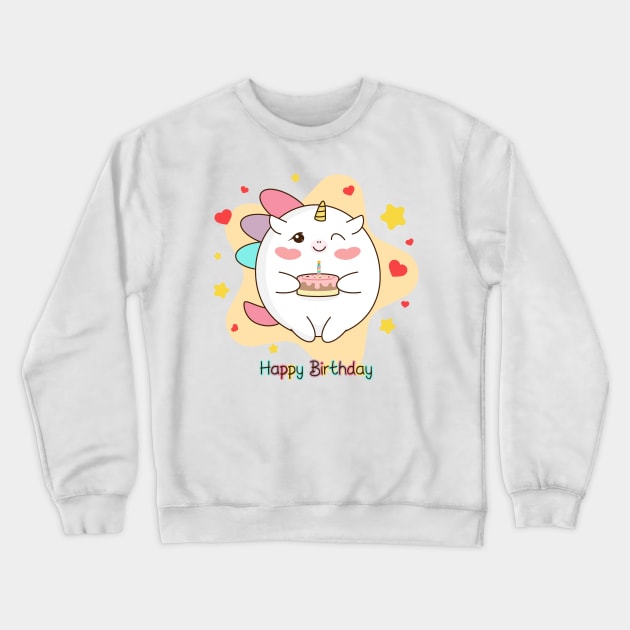 Happy Birthday unicorn Crewneck Sweatshirt by Saya Raven